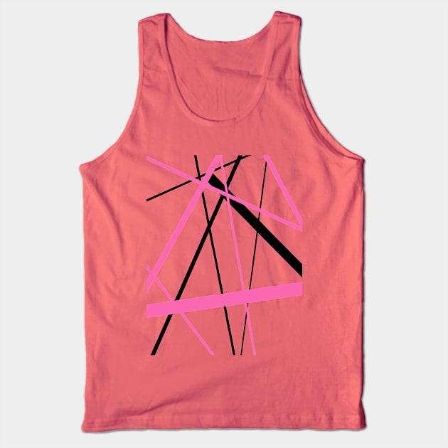 Criss Crossed Pink and Black Stripes Tank Top by taiche